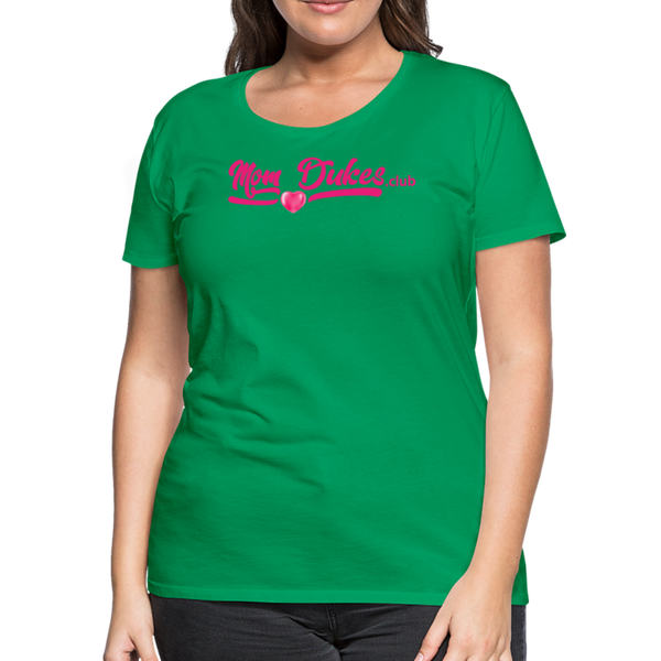 Mom Dukes.Club Women’s Premium T-Shirt (Pink Letters) - kelly green