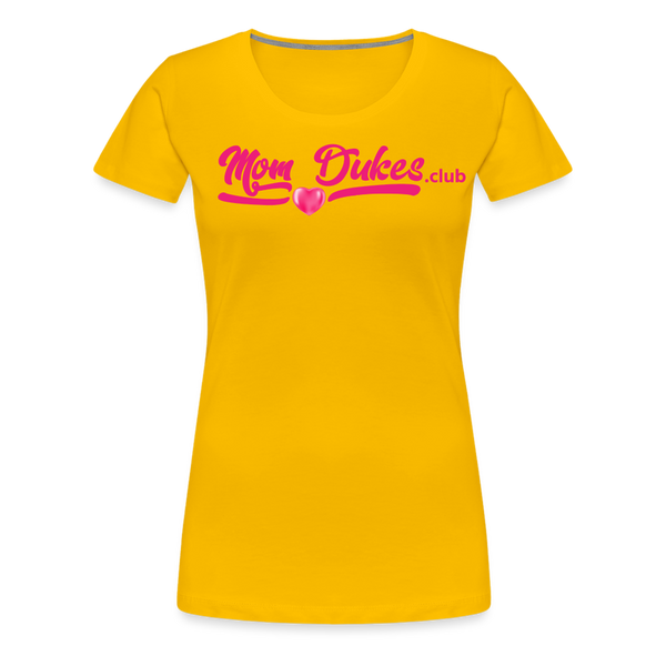 Mom Dukes.Club Women’s Premium T-Shirt (Pink Letters) - sun yellow