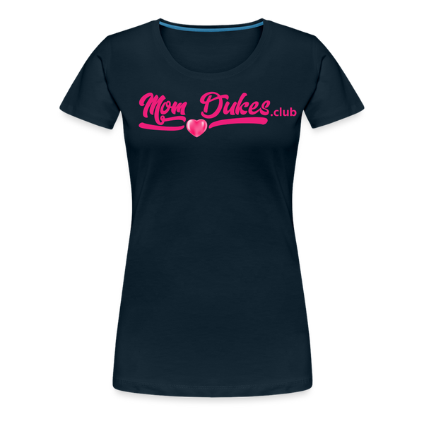 Mom Dukes.Club Women’s Premium T-Shirt (Pink Letters) - deep navy